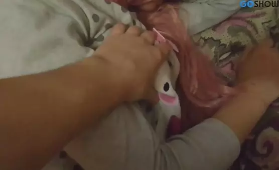 Pink Wig Tease Fingering Longhaired Temptress