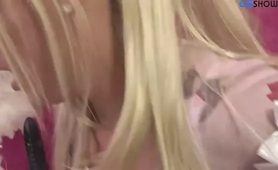 Sweet blonde penetrated her lubed pussy